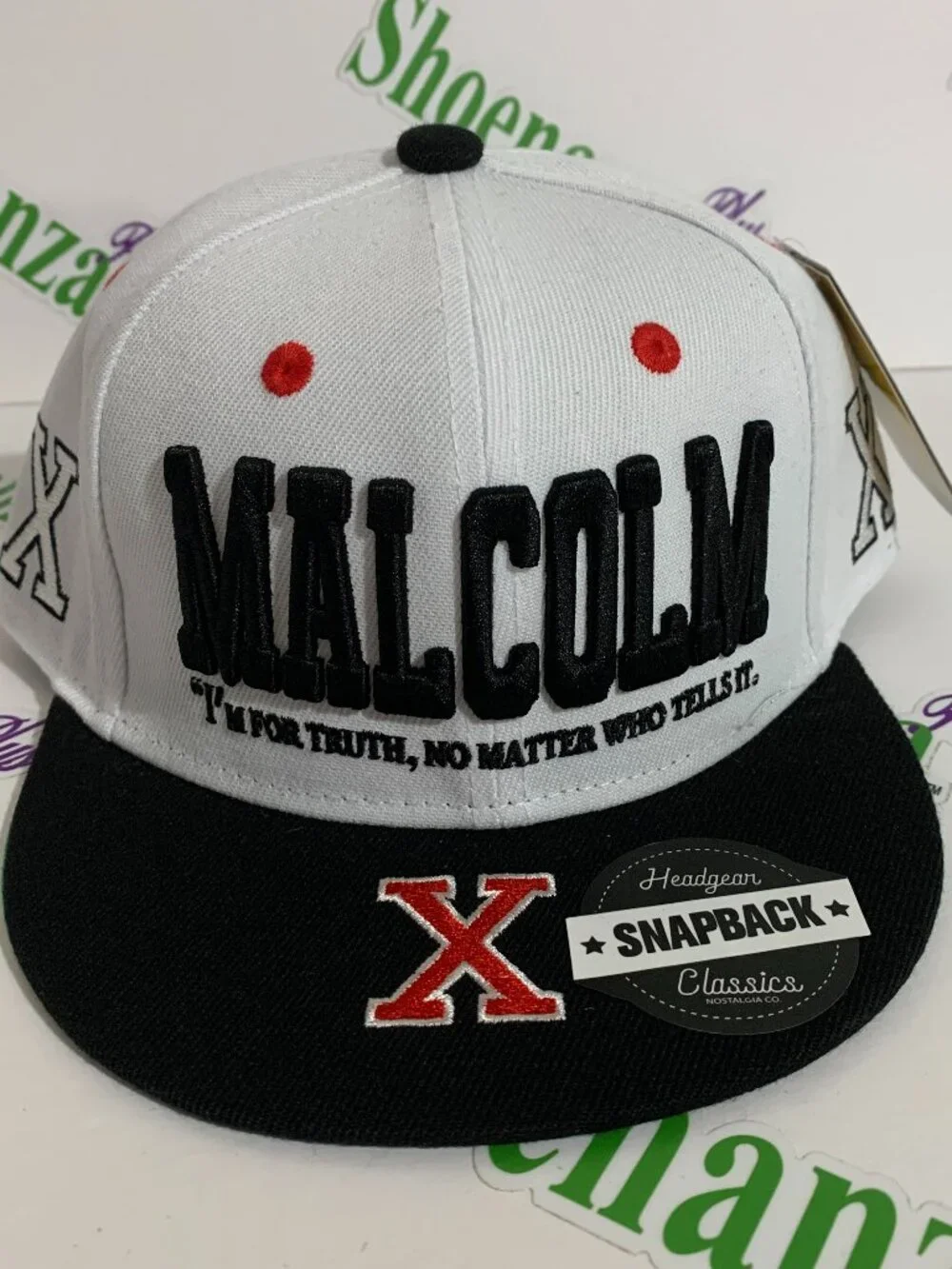 Headgear Classics Hat Malcom X For The Truth White Black Snapback Cap Youth Kid